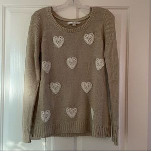 LC Lauren Conrad Pullover Embroidered Heart Sweater